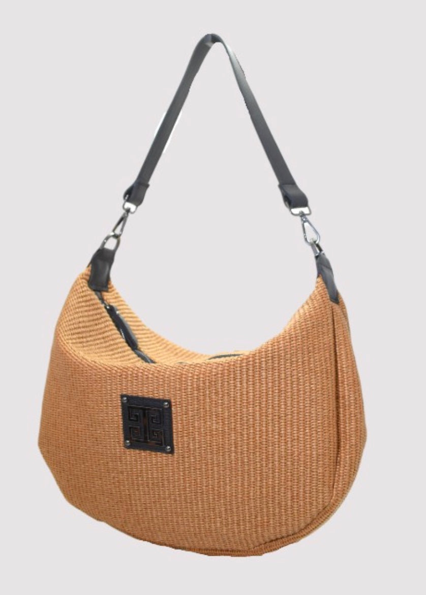 Aria Crossbody Rafia Bag- Tobacco