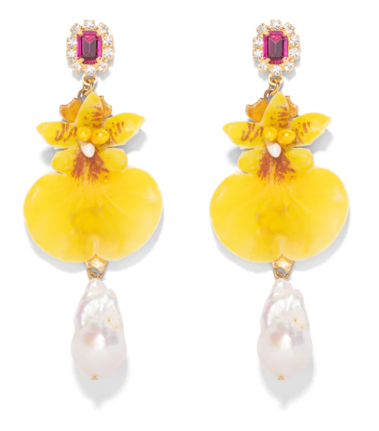 The Pink Reef Imperial Yellow Orchid Earrings