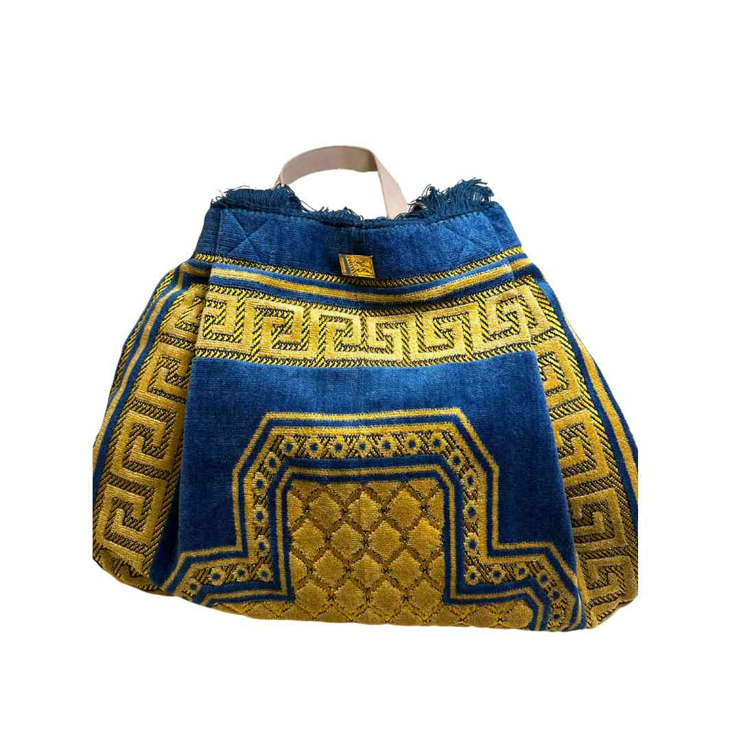 Velvet Moroccan Oversided Travel Bag with Leather Trim