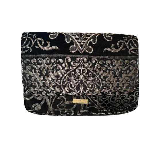 DOUBLE GOLD CHAIN SHOULDER BAG IN BOTH BLACK COTTON AND GREEN VELVET