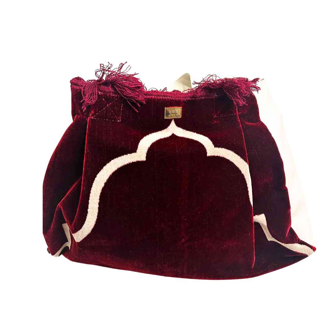 Velvet Moroccan Oversided Travel Bag with Leather Trim