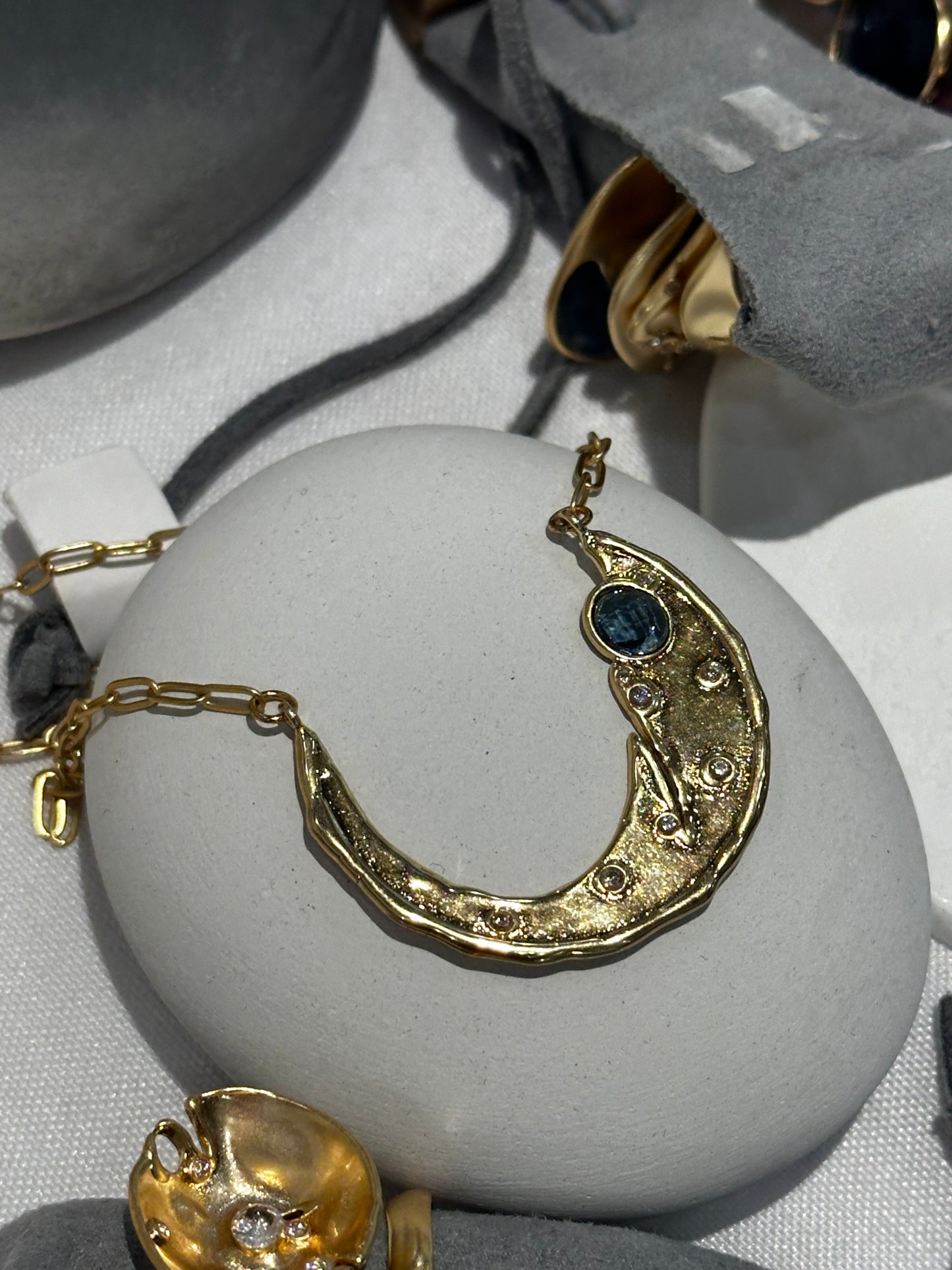 Moon Necklace with Quartz