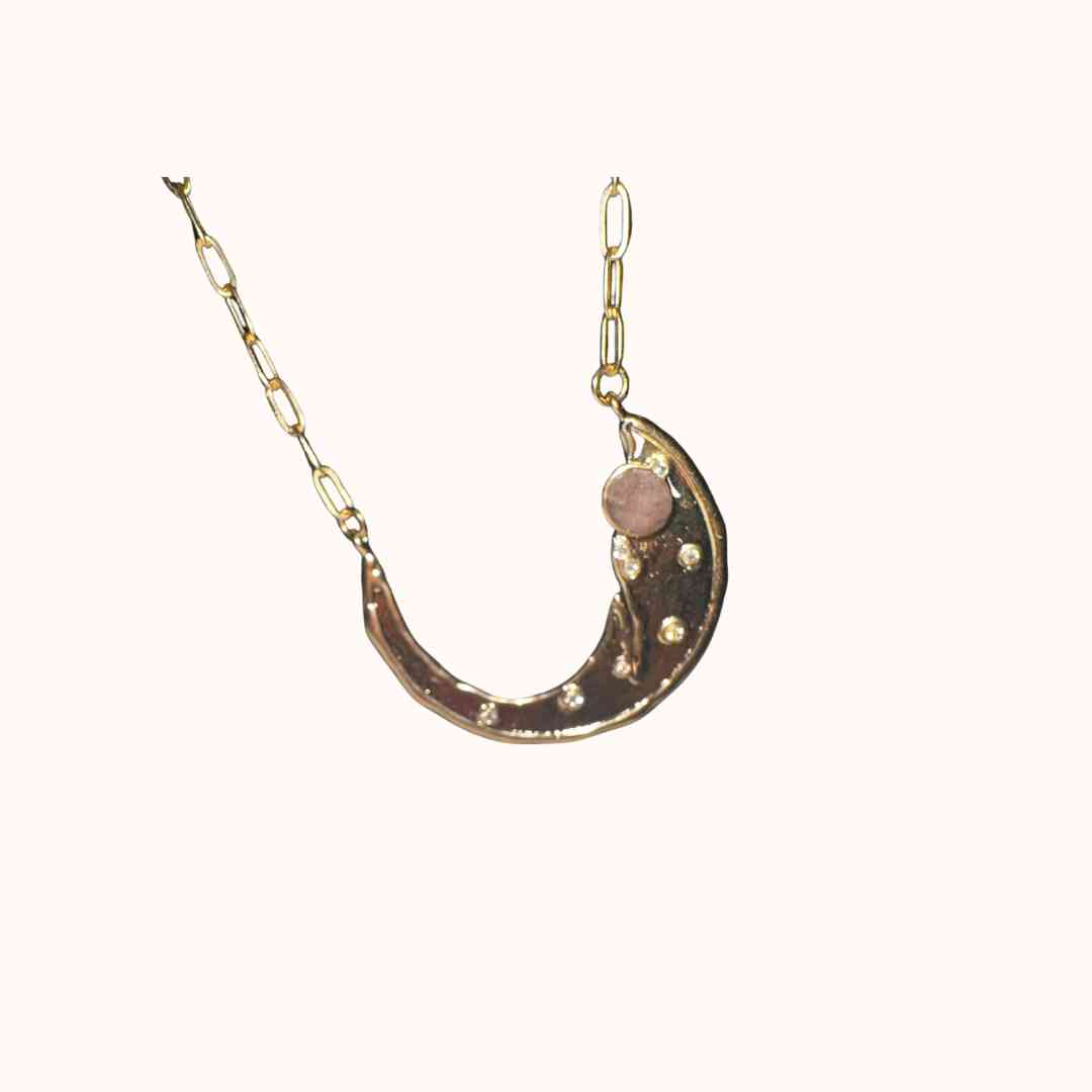 Moon Necklace with Quartz