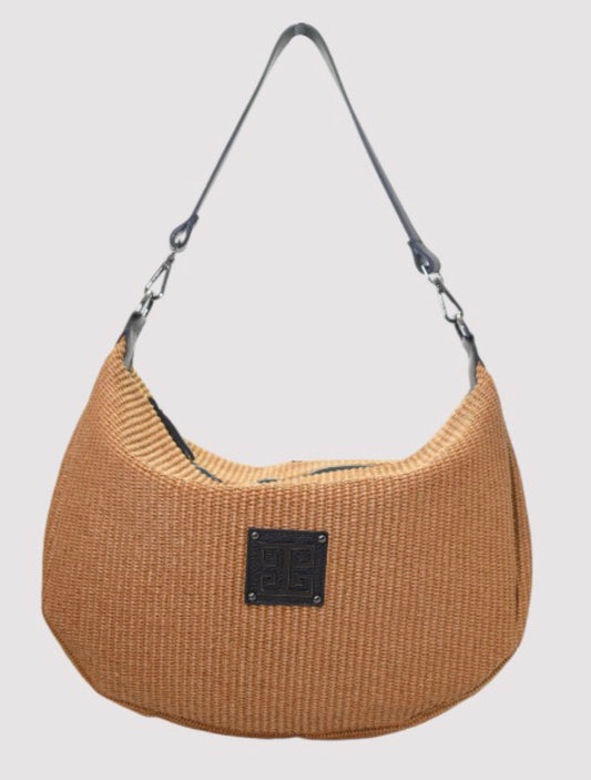 Aria Crossbody Rafia Bag- Tobacco