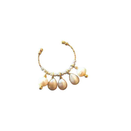 RING DROP PEARL RING IN 18 KARAT GOLD PLATING