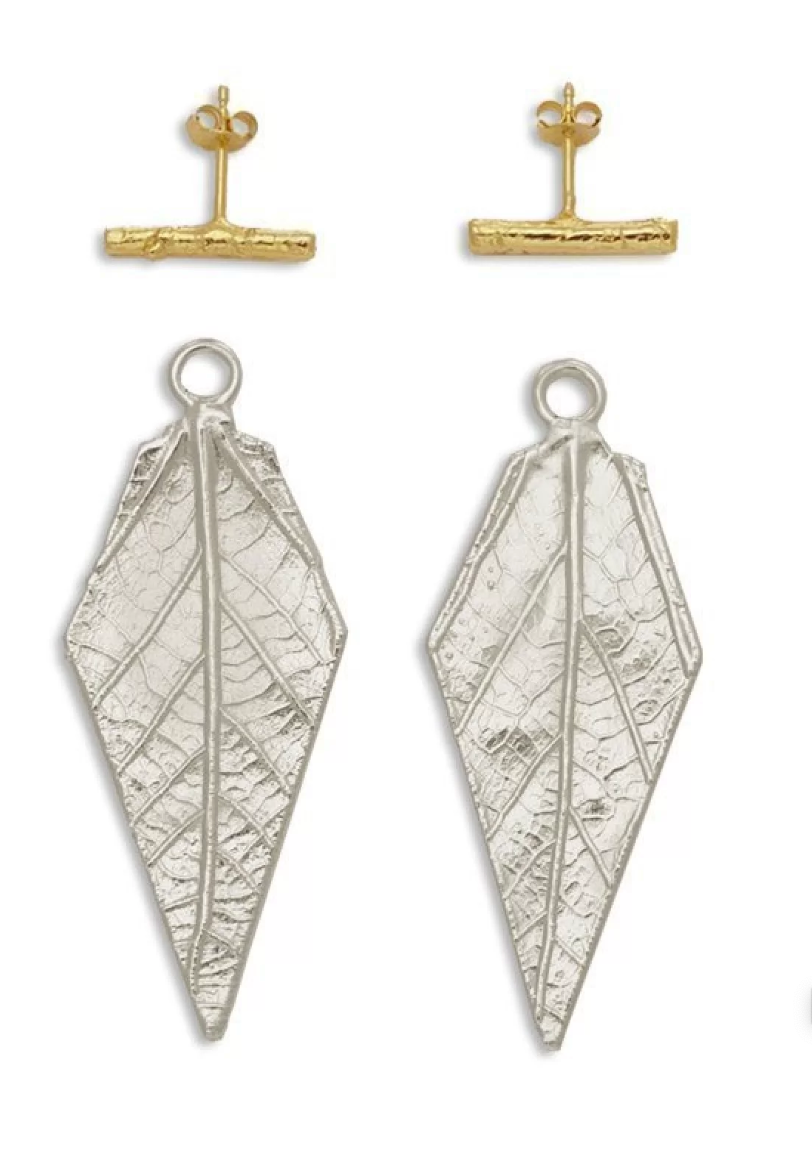 Amaryllis Earrings in Silver with Gold Post